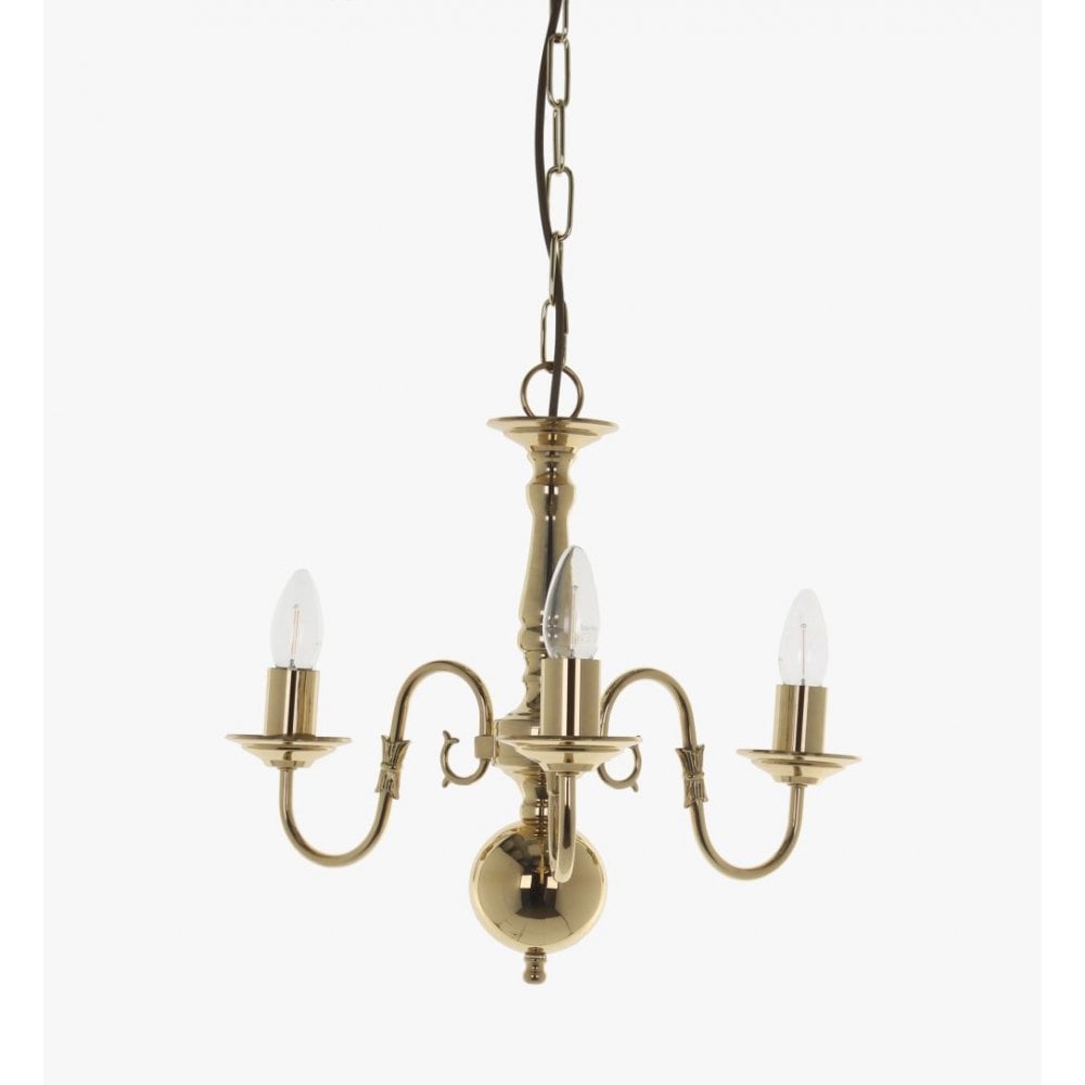 BF00350/03/PB Flemish Chandelier Polished Brass