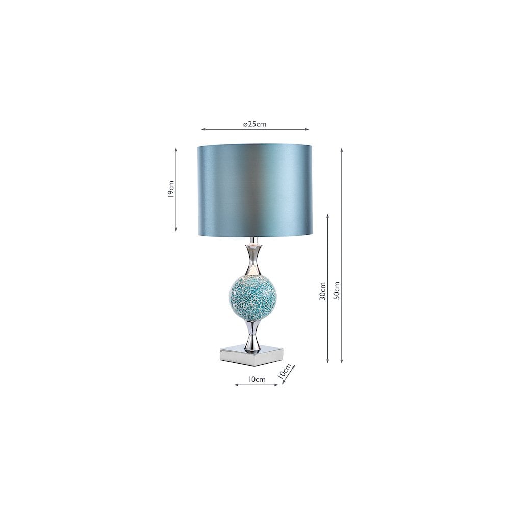 Dar ELS4223 Elsa Table Lamp Blue Mosaic With Shade