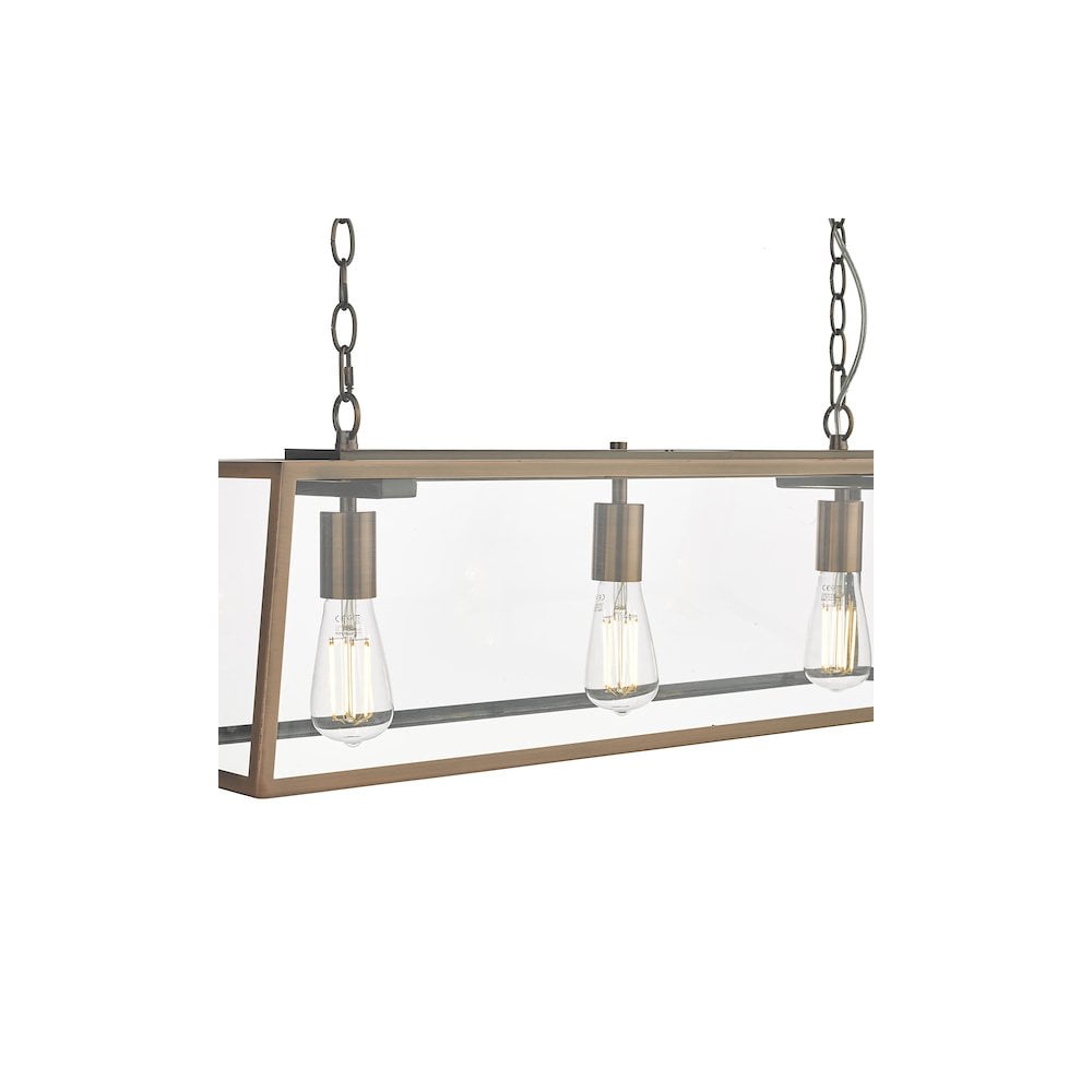 Dar ACA0364 Academy 3 Light Bar Pendant Antique Copper
