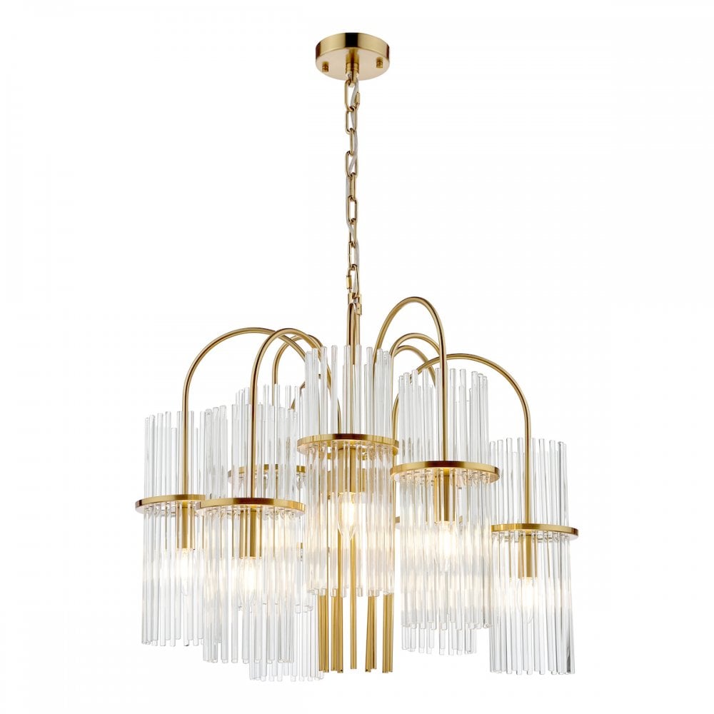 ENI1335 Eniola 9 Light Pendant Natural Brass and Glass