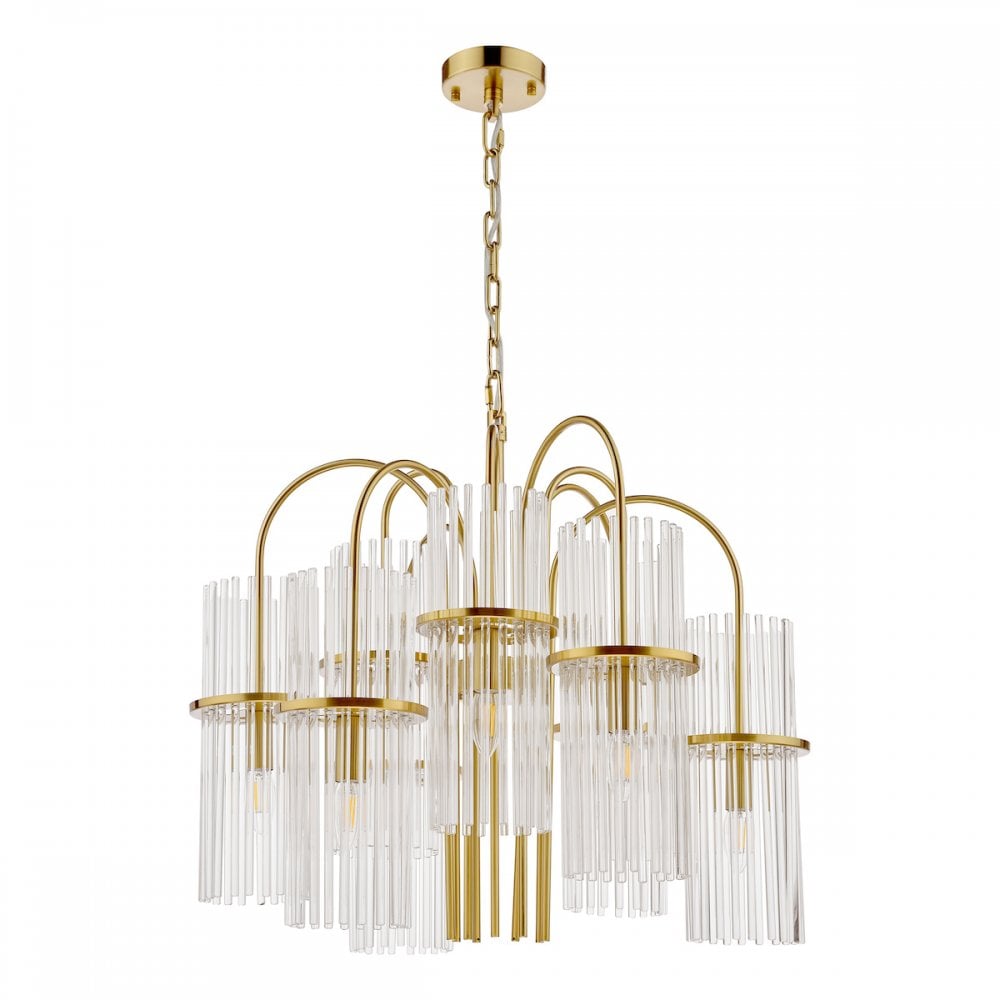 ENI1335 Eniola 9 Light Pendant Natural Brass and Glass