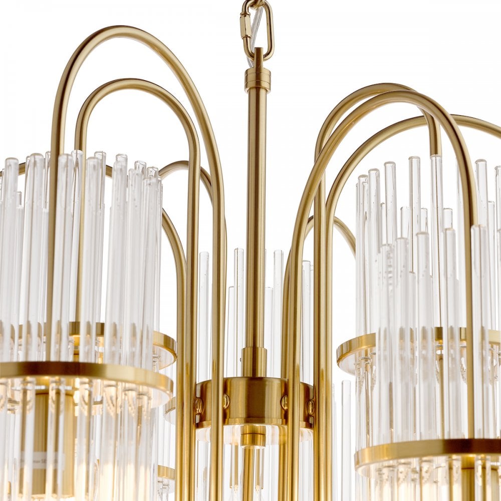 ENI1335 Eniola 9 Light Pendant Natural Brass and Glass