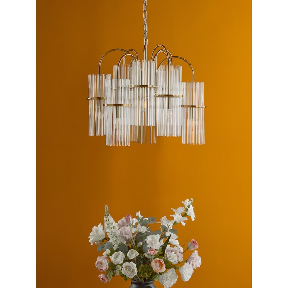 ENI1335 Eniola 9 Light Pendant Natural Brass and Glass
