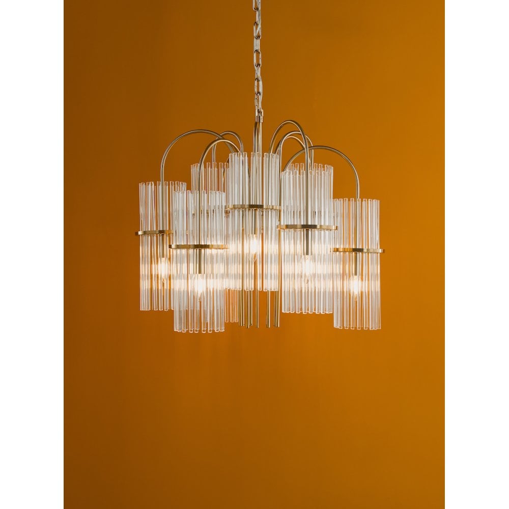 ENI1335 Eniola 9 Light Pendant Natural Brass and Glass
