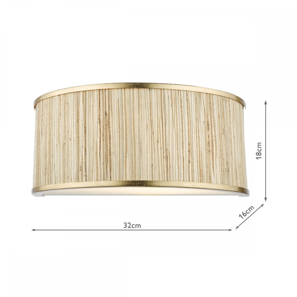 FEN0935 Fenella 2 Light Wall Light Gold Leaf and Seagrass