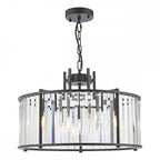 KIR0522 Kiran 5 Light Pendant Satin Black and Glass