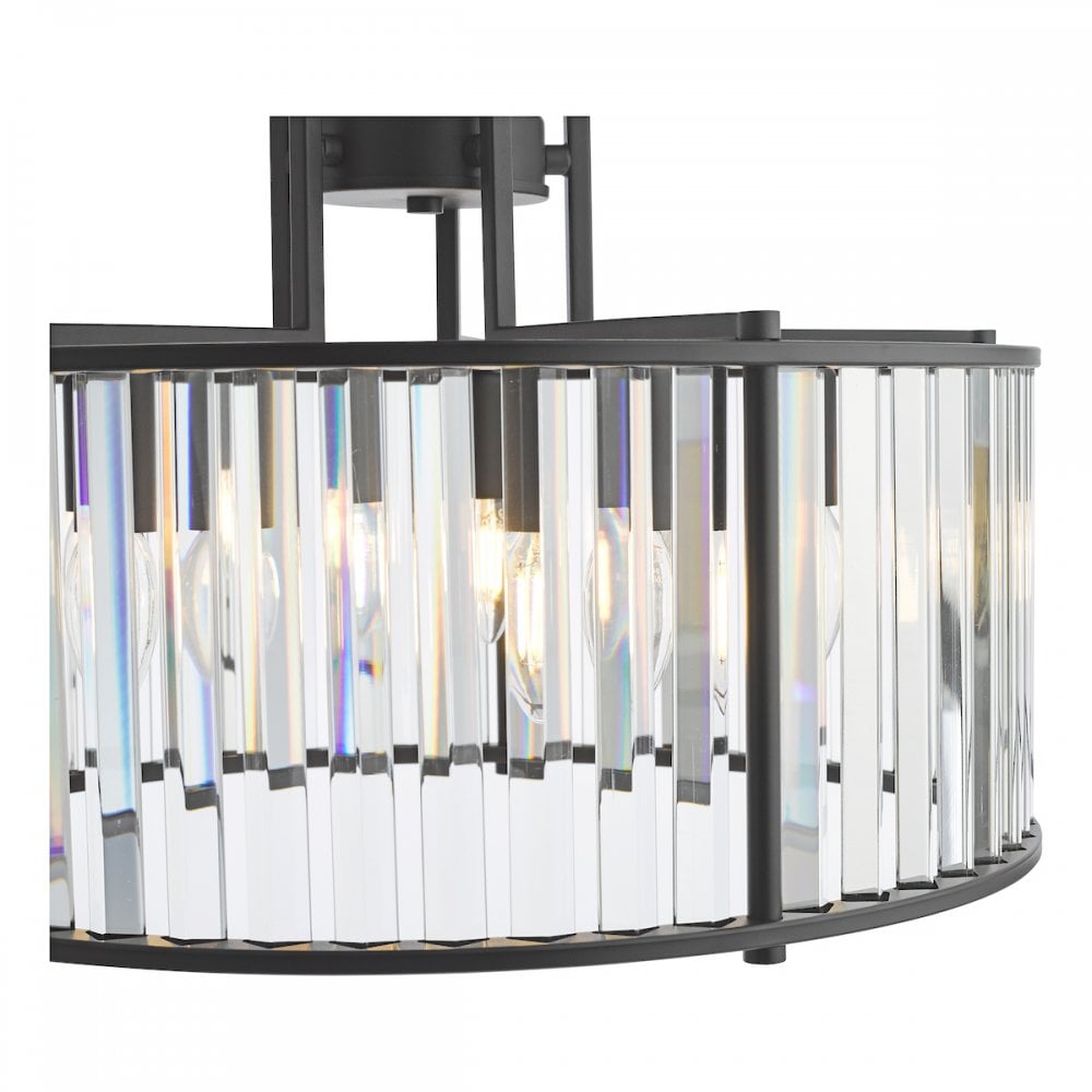 KIR0522 Kiran 5 Light Pendant Satin Black and Glass