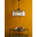 KIR0522 Kiran 5 Light Pendant Satin Black and Glass
