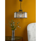 KIR0522 Kiran 5 Light Pendant Satin Black and Glass