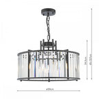 KIR0522 Kiran 5 Light Pendant Satin Black and Glass