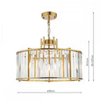 KIR0535 Kiran 5 Light Pendant Natural Brass and Glass