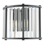 KIR0922 Kiran 2 Light Wall Light Satin Black and Glass