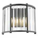 KIR0922 Kiran 2 Light Wall Light Satin Black and Glass