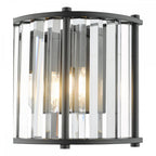 KIR0922 Kiran 2 Light Wall Light Satin Black and Glass