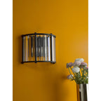 KIR0922 Kiran 2 Light Wall Light Satin Black and Glass