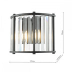 KIR0922 Kiran 2 Light Wall Light Satin Black and Glass
