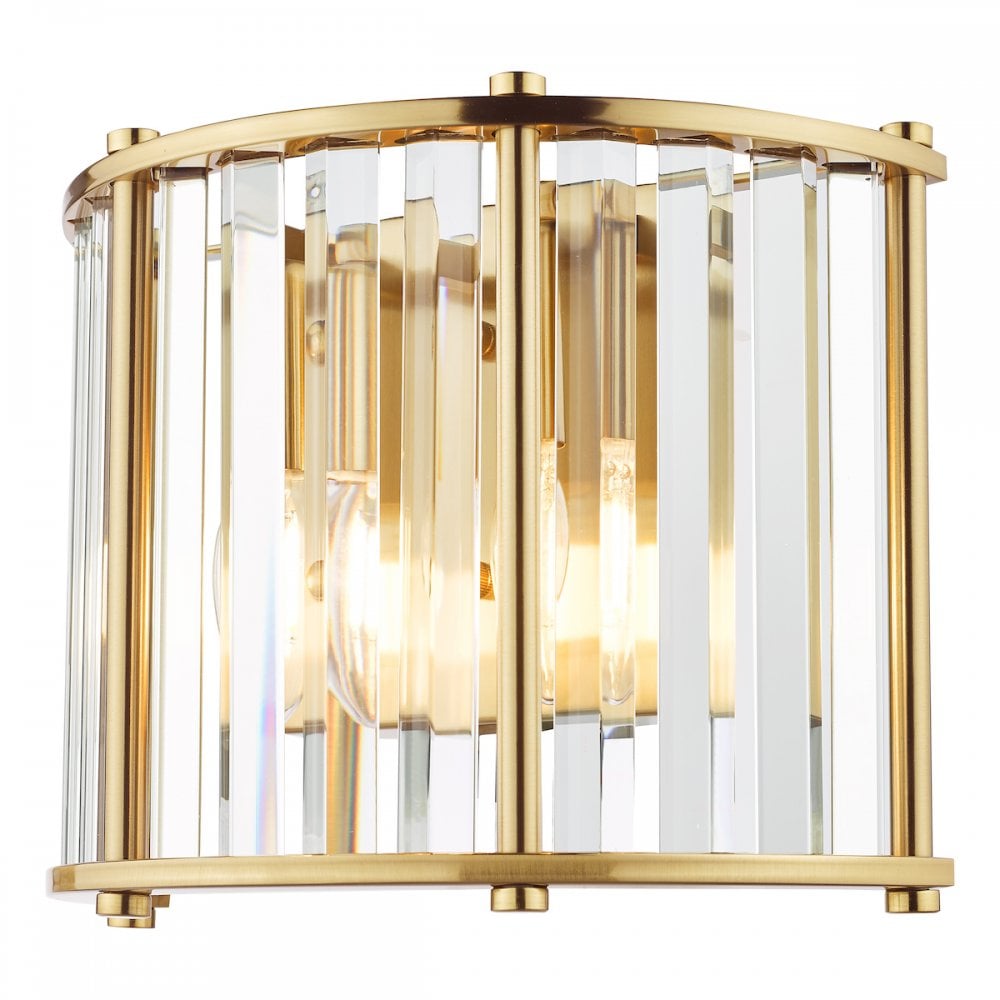 KIR0935 Kiran 2 Light Wall Light Natural Brass and Glass