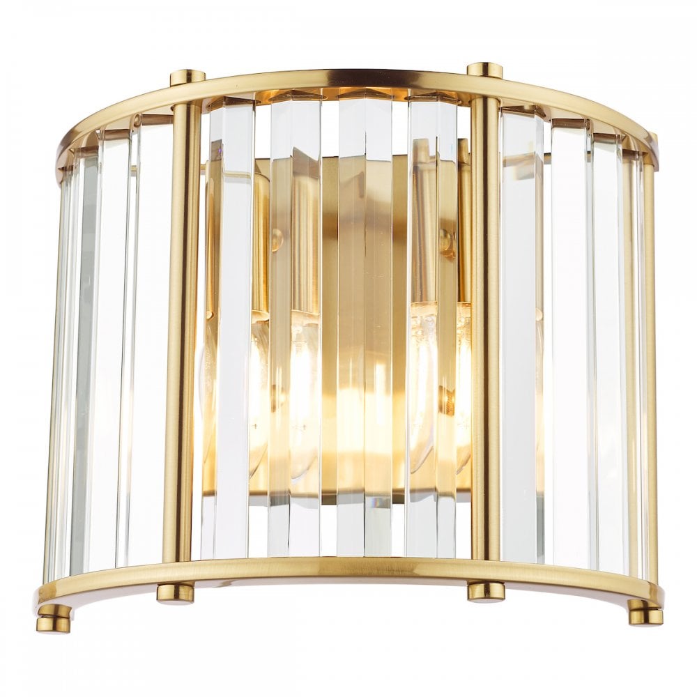 KIR0935 Kiran 2 Light Wall Light Natural Brass and Glass