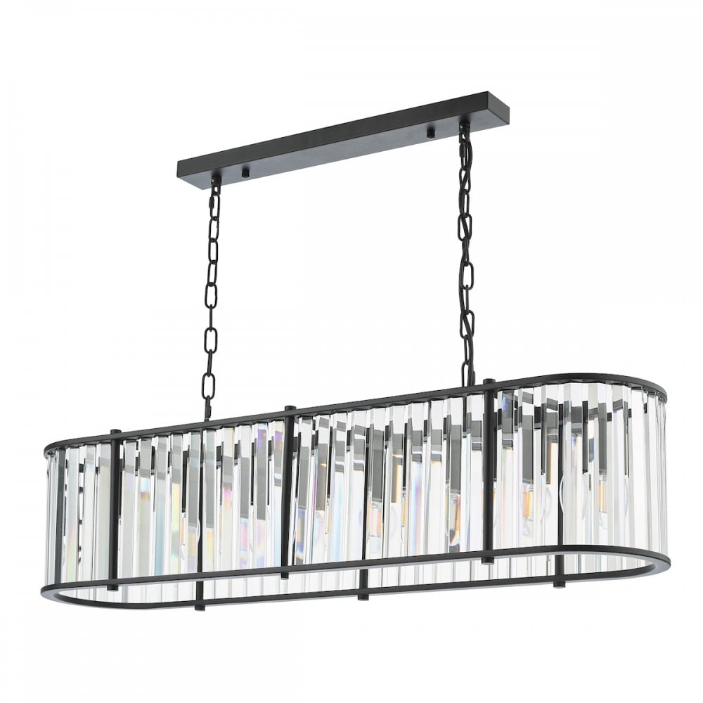 Kiran 7 Light Bar Pendant Satin Black and Glass