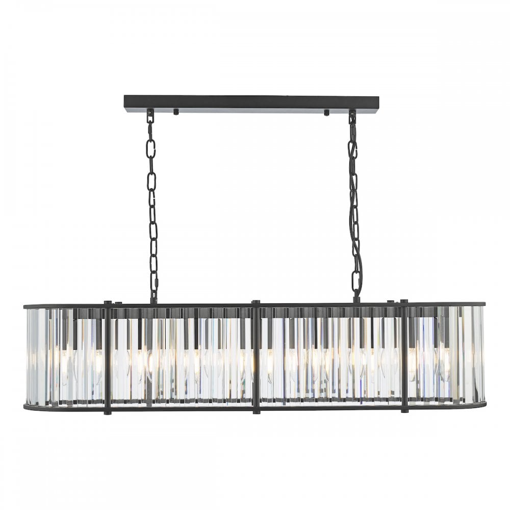 Kiran 7 Light Bar Pendant Satin Black and Glass