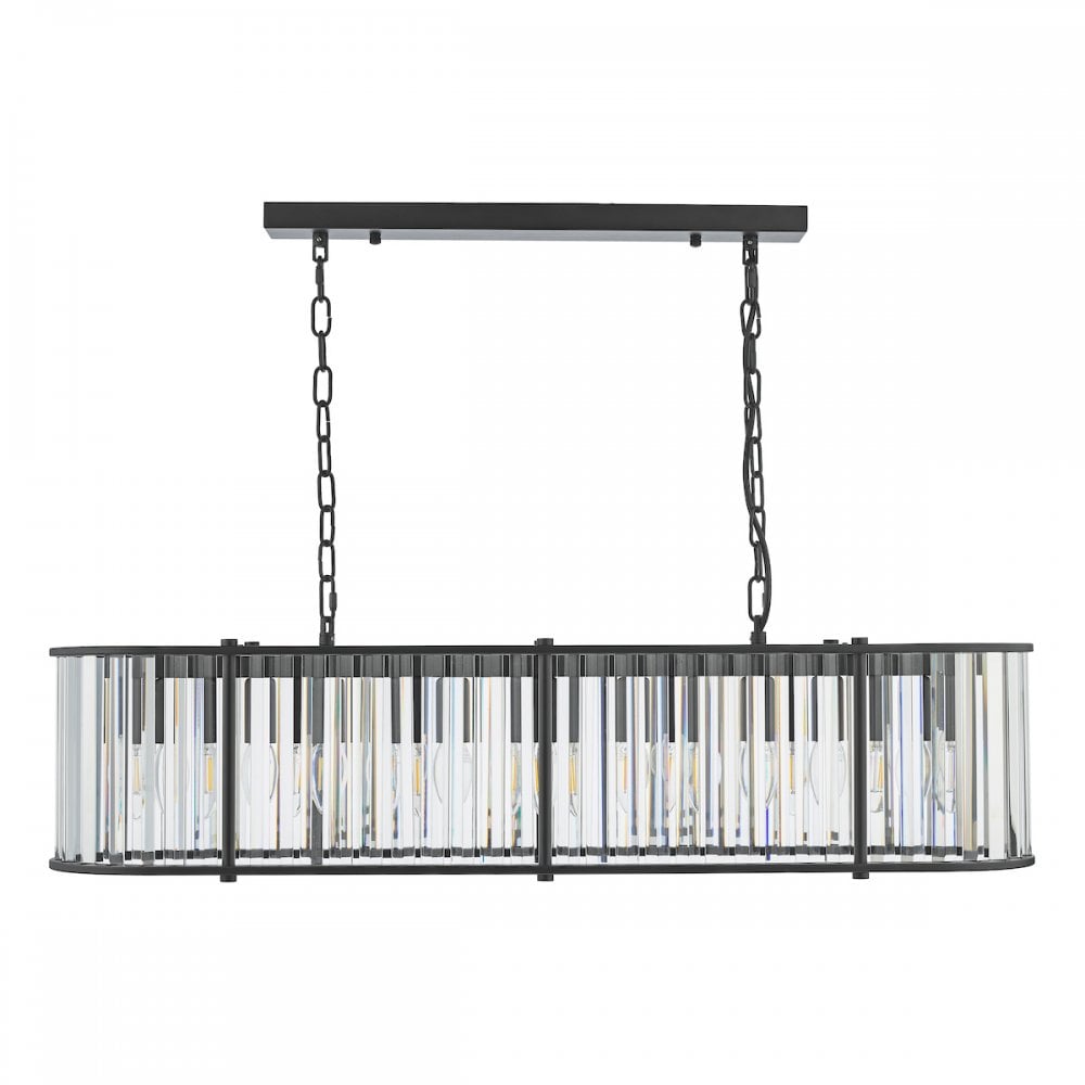 Kiran 7 Light Bar Pendant Satin Black and Glass