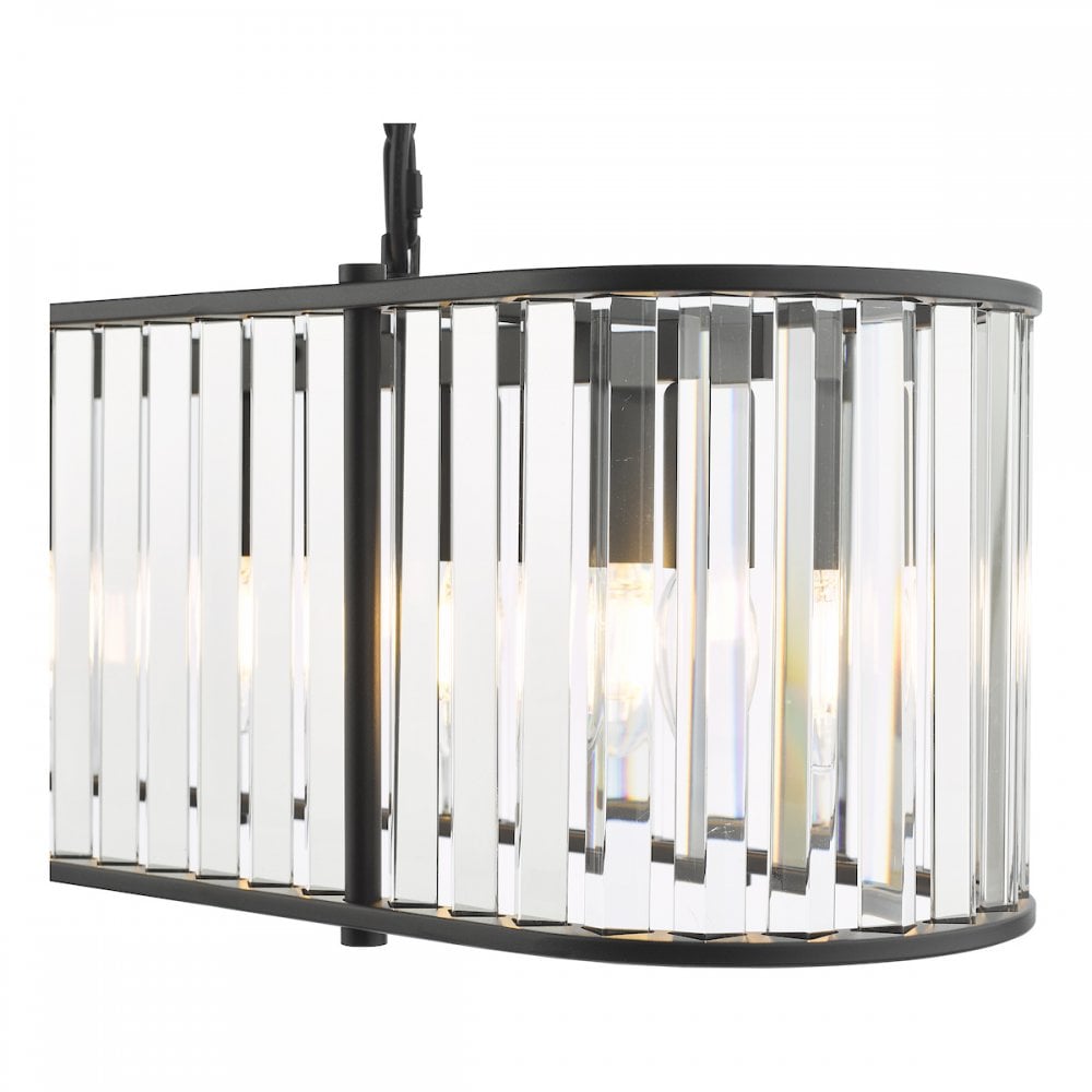 Kiran 7 Light Bar Pendant Satin Black and Glass