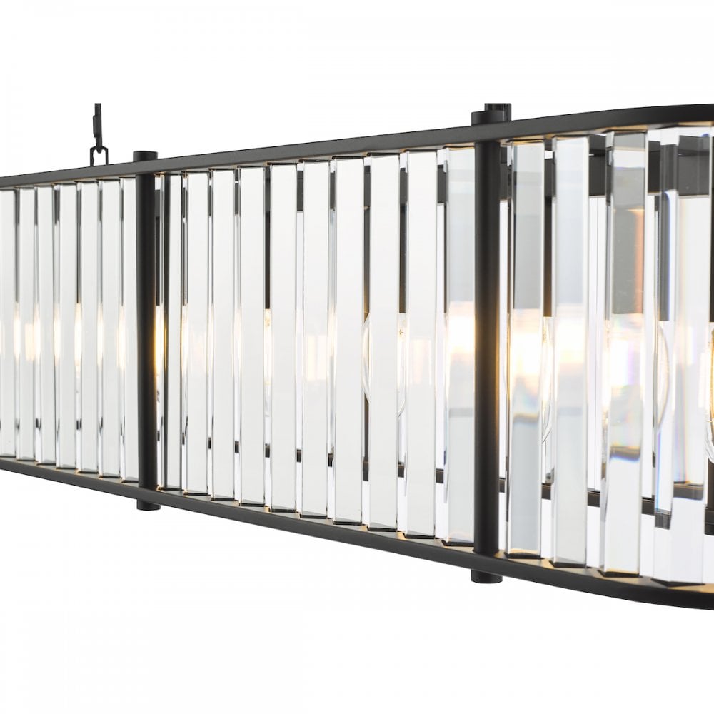 Kiran 7 Light Bar Pendant Satin Black and Glass