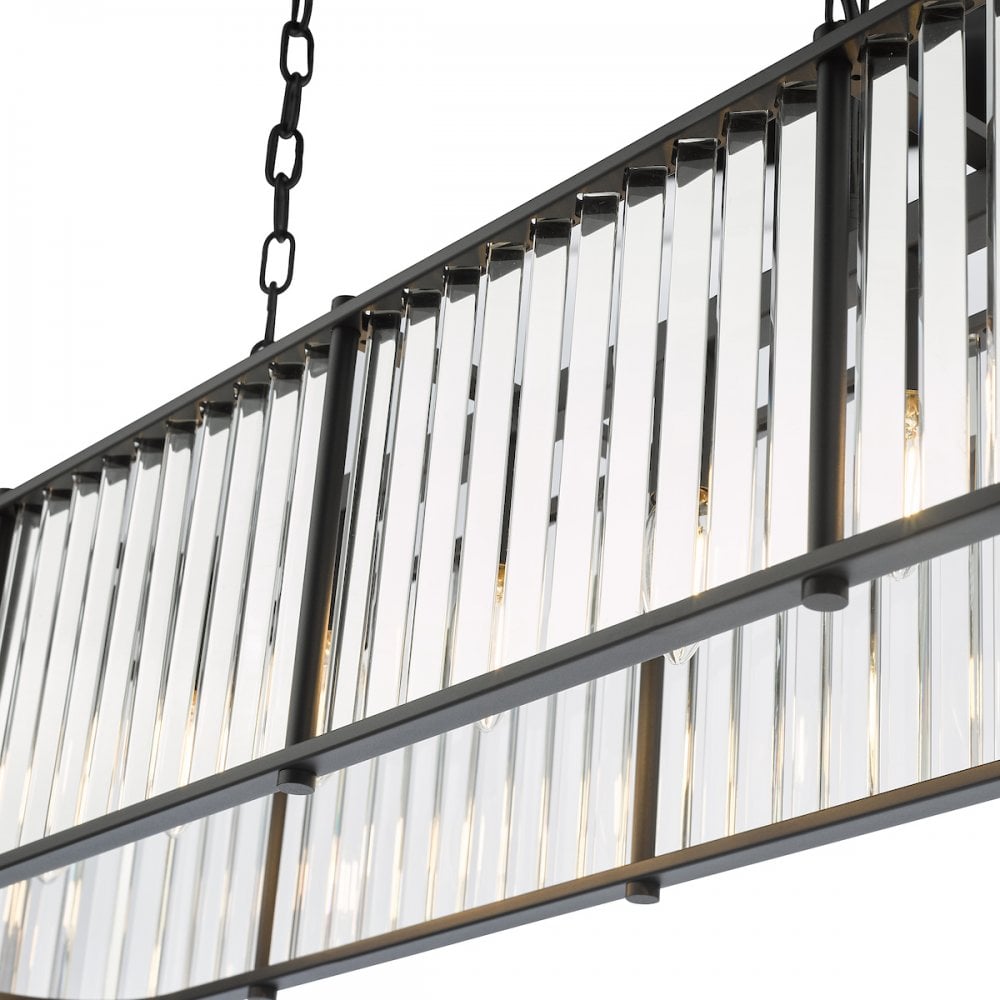 Kiran 7 Light Bar Pendant Satin Black and Glass