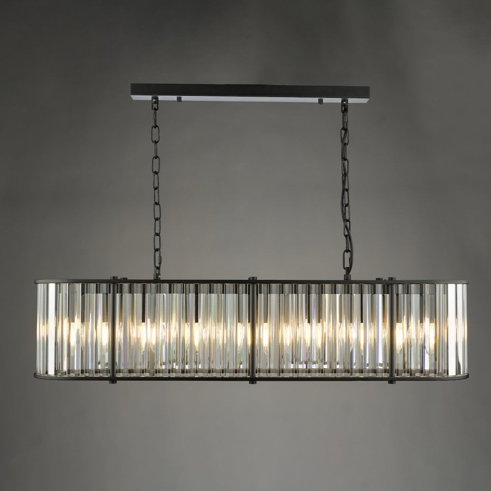 Kiran 7 Light Bar Pendant Satin Black and Glass