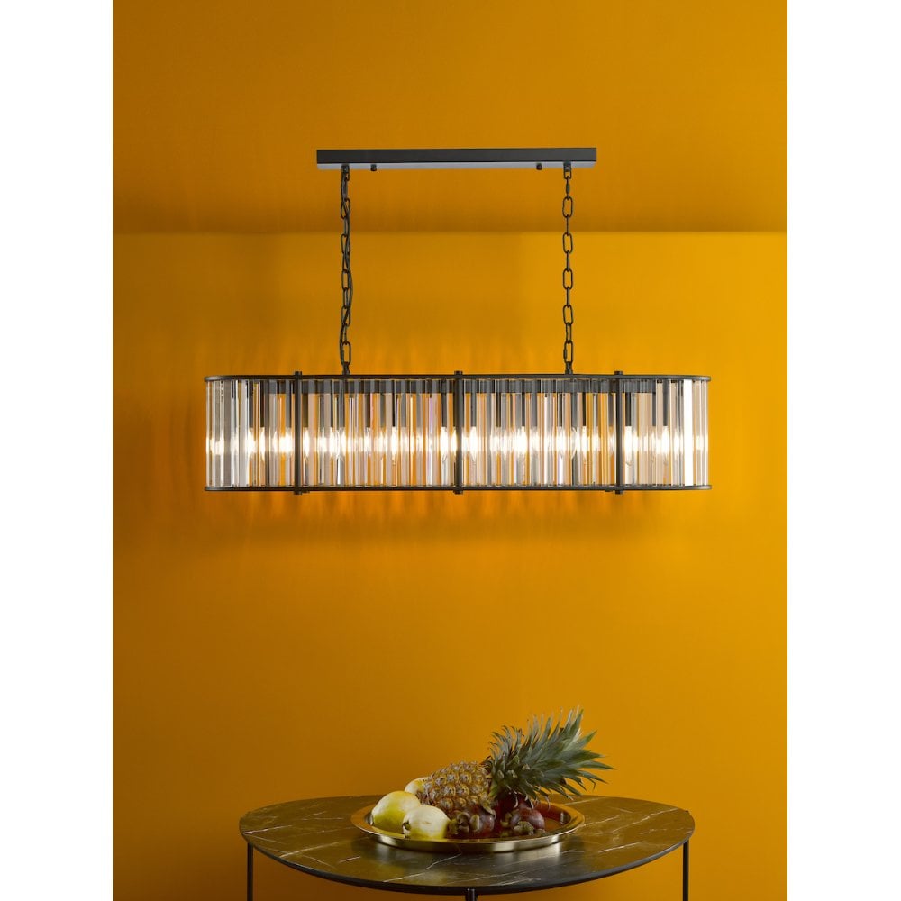 Kiran 7 Light Bar Pendant Satin Black and Glass