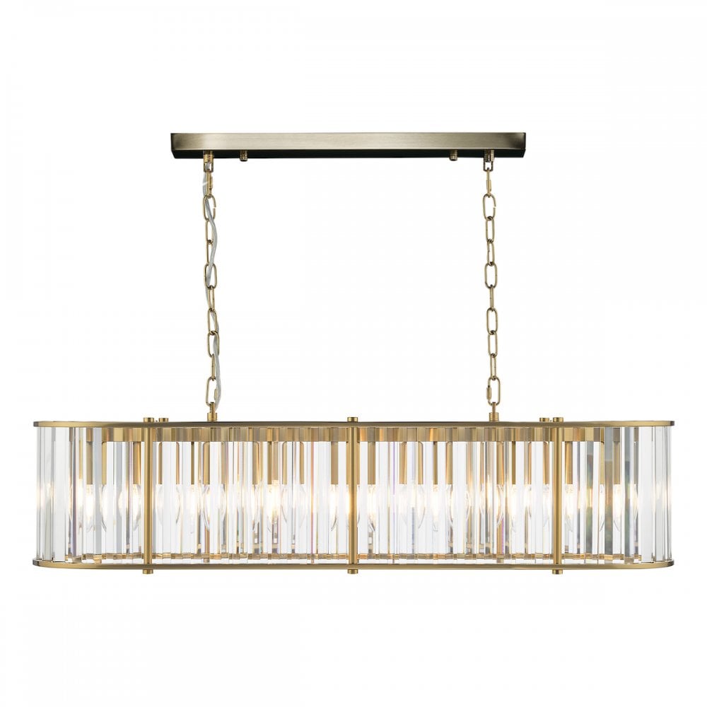 KIR3435 Kiran 7 Light Bar Pendant Natural Brass and Glass