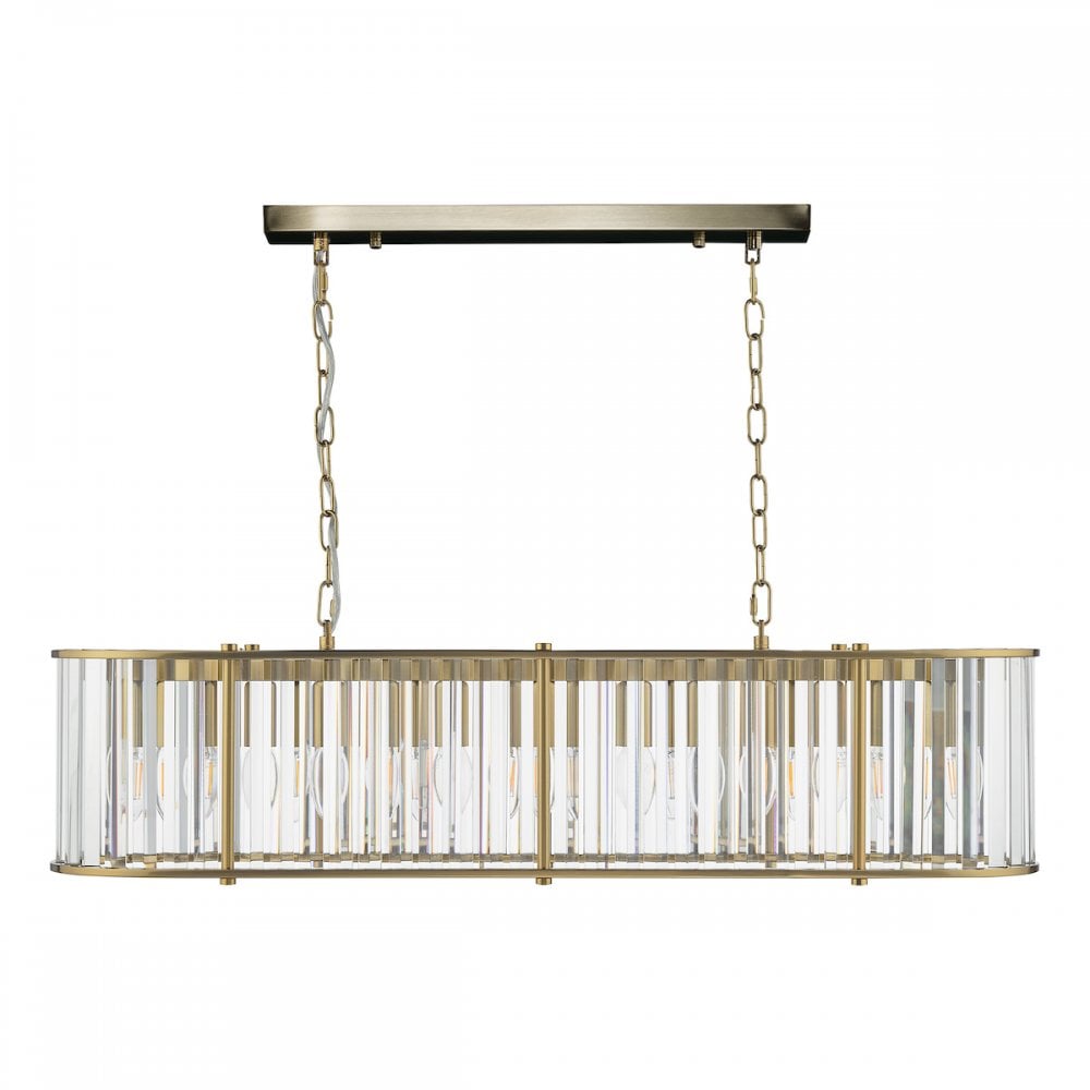 KIR3435 Kiran 7 Light Bar Pendant Natural Brass and Glass