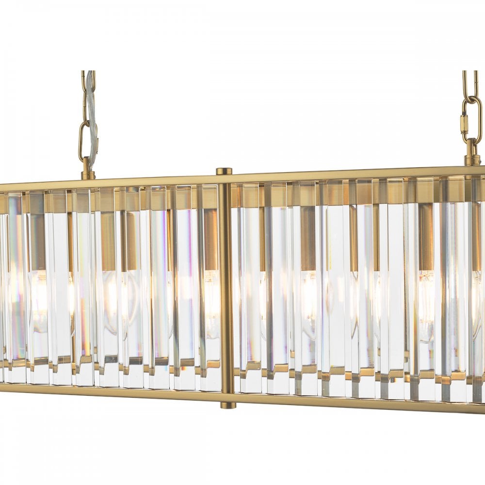 KIR3435 Kiran 7 Light Bar Pendant Natural Brass and Glass