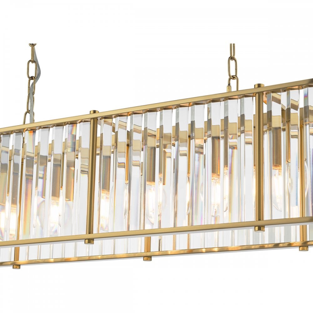 KIR3435 Kiran 7 Light Bar Pendant Natural Brass and Glass