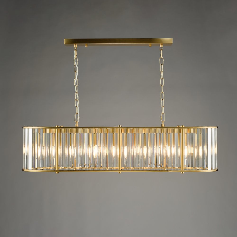 KIR3435 Kiran 7 Light Bar Pendant Natural Brass and Glass