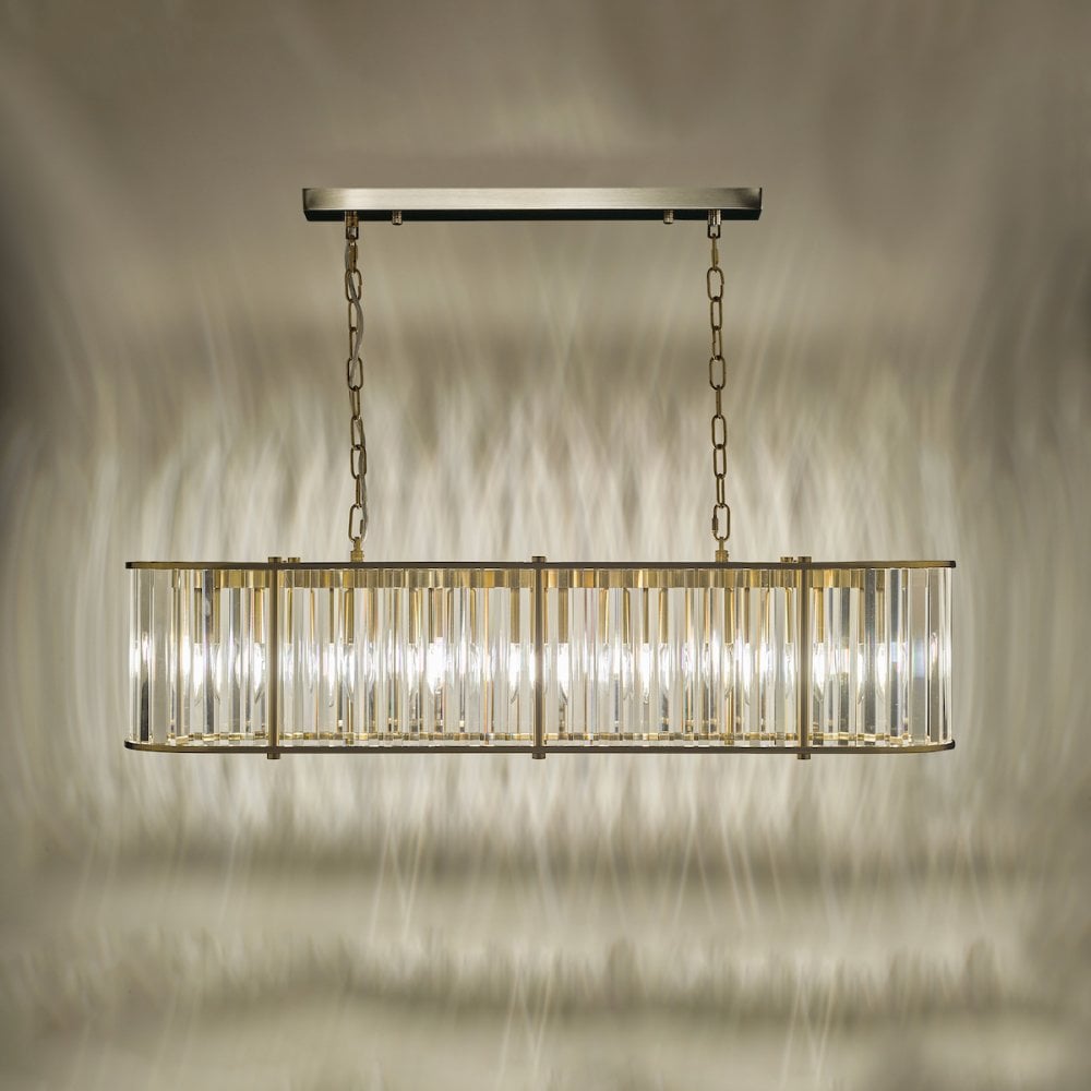 KIR3435 Kiran 7 Light Bar Pendant Natural Brass and Glass