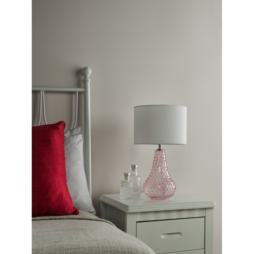 KRI4203 Kristina Table Lamp Pink Glass With Shade
