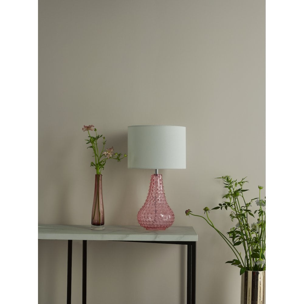 KRI4203 Kristina Table Lamp Pink Glass With Shade
