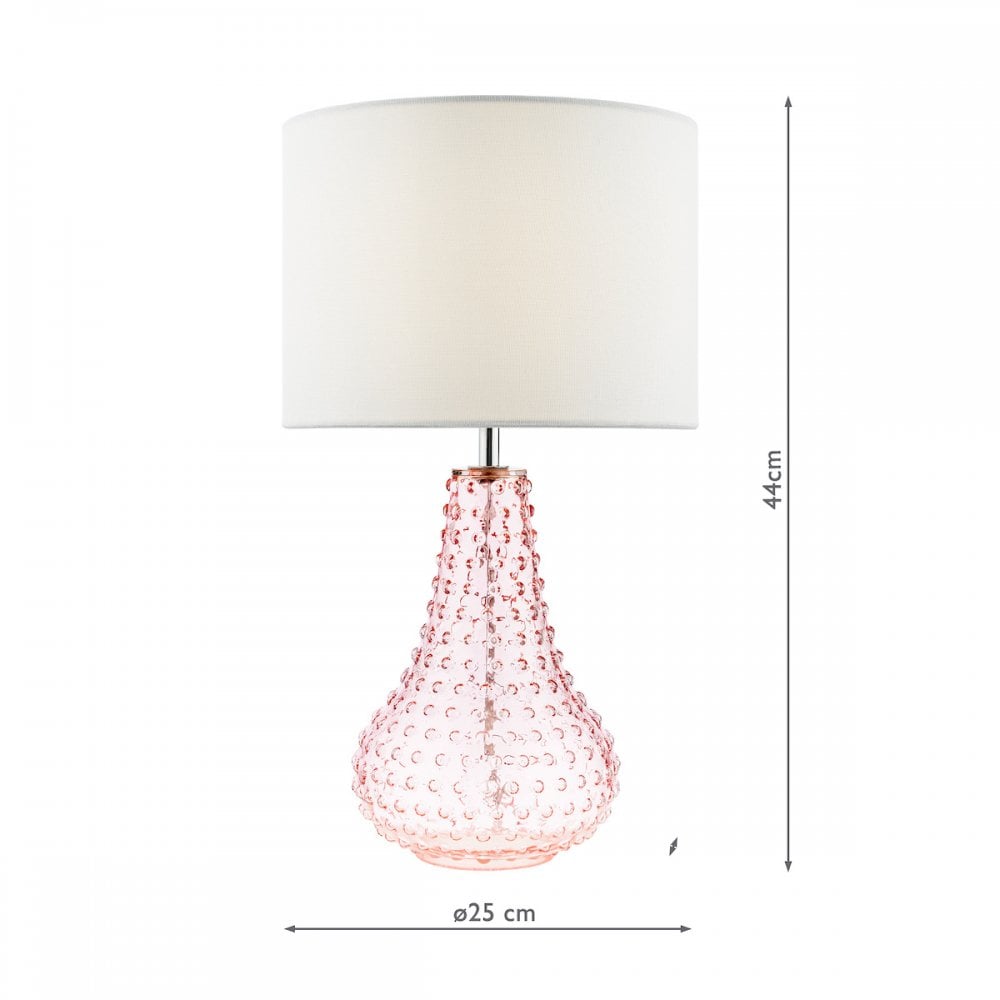 KRI4203 Kristina Table Lamp Pink Glass With Shade