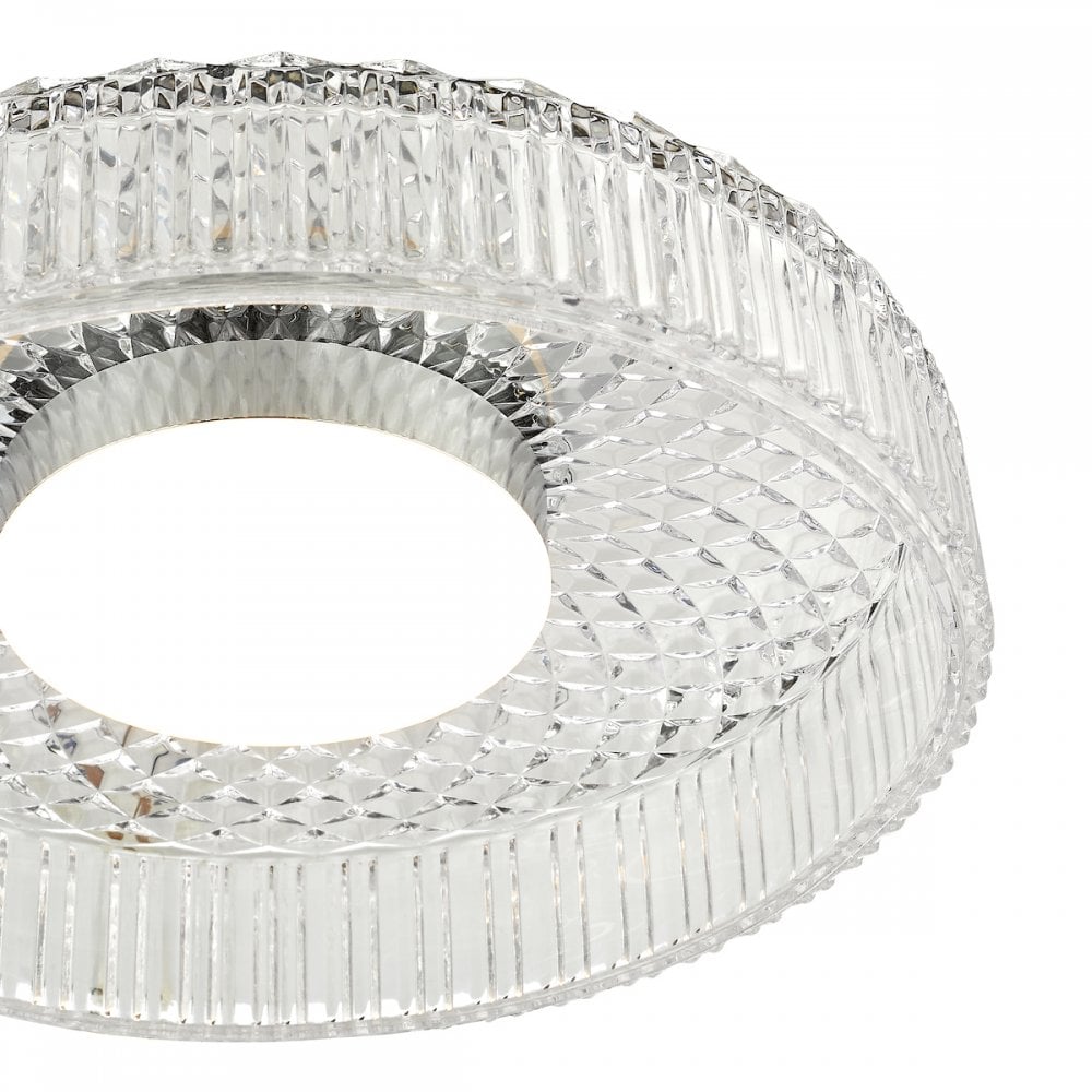 LEE5208 Leena Flush Polished Chrome and Ribbed Glass LED