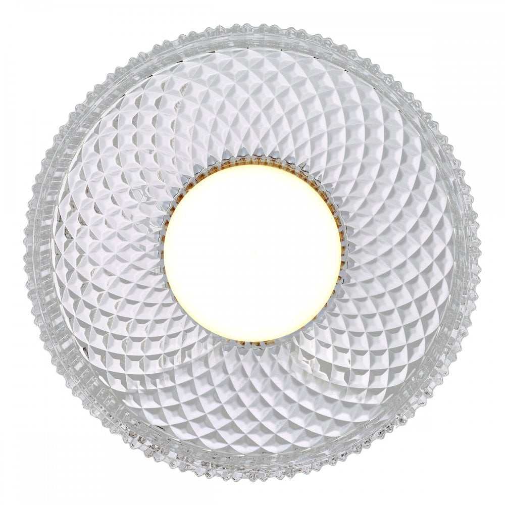 LEE5208 Leena Flush Polished Chrome and Ribbed Glass LED