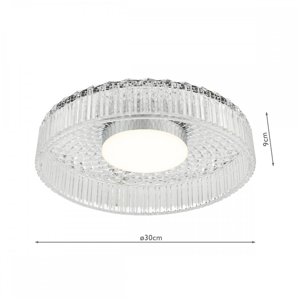LEE5208 Leena Flush Polished Chrome and Ribbed Glass LED