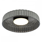 LEE5222 Leena Flush Satin Black and Smoked Ribbed Glass LED