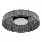 LEE5222 Leena Flush Satin Black and Smoked Ribbed Glass LED