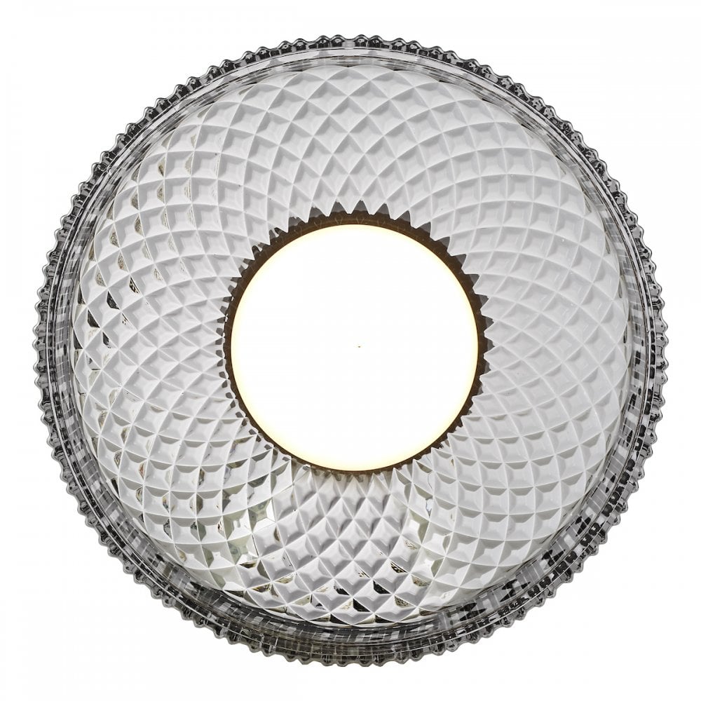 LEE5222 Leena Flush Satin Black and Smoked Ribbed Glass LED