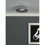 LEE5222 Leena Flush Satin Black and Smoked Ribbed Glass LED