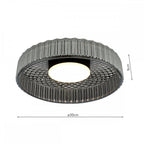 LEE5222 Leena Flush Satin Black and Smoked Ribbed Glass LED