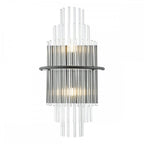 LUK0922 Lukas 2 Light Wall Light Satin Black and Glass