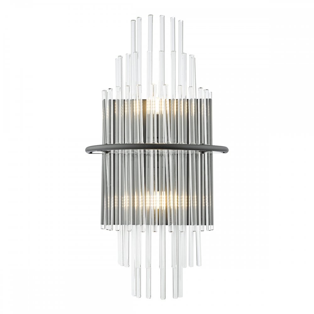 LUK0922 Lukas 2 Light Wall Light Satin Black and Glass