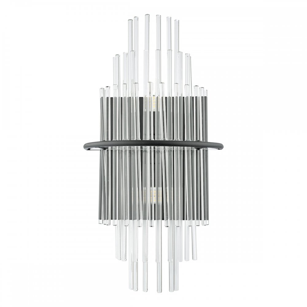 LUK0922 Lukas 2 Light Wall Light Satin Black and Glass